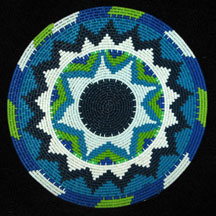 Small African Zulu Telephone Wire Basket/Plate - Blues Greens #1