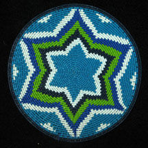 Small African Zulu Telephone Wire Basket/Plate - Blues Greens #2