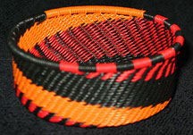 African Zulu Telephone Wire Basket - Tuna Can - Flames