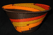 Medium African Zulu Telephone Wire Cone Basket/Bowl - Autumn Leaves
