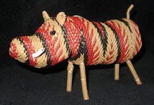 African Zulu Telephone Wire Animal Basket - Browns Warthog