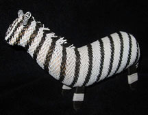 African Zulu Telephone Wire Animal Basket - Medium Zebra