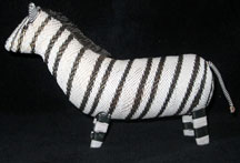 African Zulu Telephone Wire Animal Basket - Large Zebra