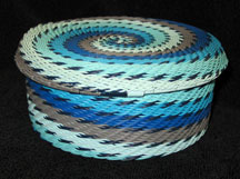 African Zulu Telephone Wire Covered Box Basket - Blue Seas