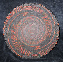 Extra-Large African Zulu Telephone Wire Basket/Plate - Black/Copper