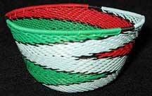 Small African Zulu Telephone Wire Basket/Bowl - Cinnamon Mint