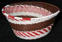 Small African Zulu Telephone Wire Basket/Bowl - Chocolate Peppermint