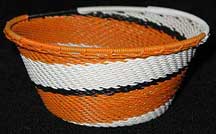 Small African Zulu Telephone Wire Basket/Bowl - Tiger Tail
