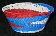 Small African Zulu Telephone Wire Basket/Bowl - Patriotic