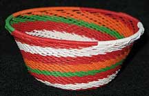 Small African Zulu Telephone Wire Basket/Bowl - Red Hot Chili Peppers