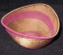 African Zulu Triangle Telephone Wire Basket - Plum/Copper