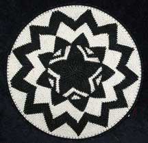 African Zulu Telephone Wire Plate/Basket- Black & White Stars