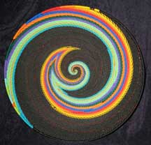 African Zulu Large Telephone Wire Basket/Platter - Rainbow/Black Swirl