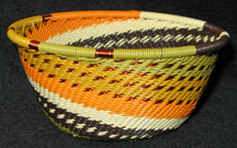 Small African Zulu Telephone Wire Basket/Bowl - Prairie Grasses