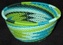 Small African Zulu Telephone Wire Basket/Bowl - Spring Grass