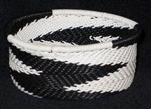African Zulu Telephone Wire Basket - Tuna Can - Zebra Stripe