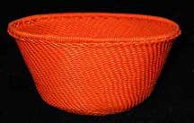 SALE! - Small African Zulu Telephone Wire Basket/Bowl - Orange