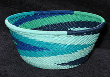 Small African Zulu Telephone Wire Basket/Bowl - Ocean Waves