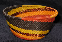 Small African Zulu Telephone Wire Basket/Bowl - Golden Autumn