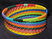 African Zulu Telephone Wire Basket - Tuna Can - Silk Threads
