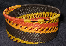 African Zulu Telephone Wire Basket - Tuna Can - Autumn Leaves