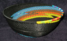 Medium African Zulu Telephone Wire Basket/Bowl  - Special Swirl