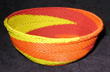 Medium African Zulu Telephone Wire Basket/Bowl  - Sunshine Swirl