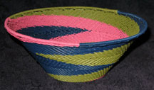 Medium African Zulu Telephone Wire Basket/Bowl  - Preppy Swirl