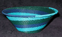 Medium African Zulu Telephone Wire Basket/Bowl  - Blue Moon