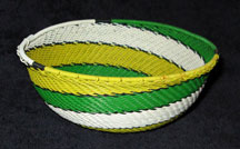 Medium African Zulu Telephone Wire Basket/Bowl  - Lemon Lime