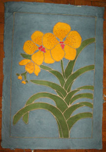 Thai Batik Print on Handmade SAA Paper - Flower #13