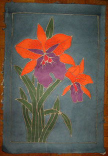 Thai Batik Print on Handmade SAA Paper - Flower #14
