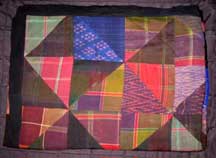Thai Handmade Silk Patchwork Quilt/Bed Cover - Patterend/Plaid - 88" x 84"
