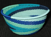 Small African Zulu Telephone Wire Basket/Bowl - Waves