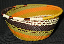 Small African Zulu Telephone Wire Basket/Bowl - Golden