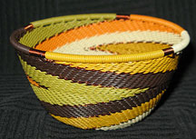 Small African Zulu Telephone Wire Basket/Bowl - Wheat
