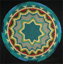 African Zulu Telephone Wire Plate/Basket - Turqouise Star