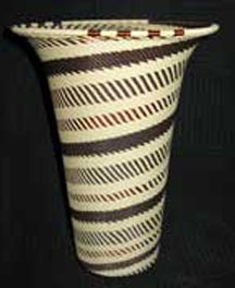 African Zulu Telephone Wire Vase Basket - Grain