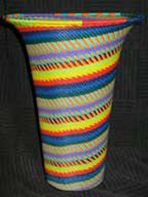 African Zulu Telephone Wire Vase Basket - Joyous Dancer