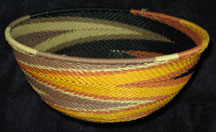 Large African Zulu Telephone Wire Basket/Bowl - Earth Tones #1