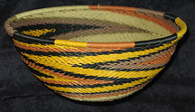 Medium African Zulu Telephone Wire Basket/Bowl  - Earth Tones #1