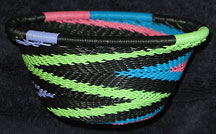 Small African Zulu Telephone Wire Basket/Bowl - Reverse Pastel Swirl