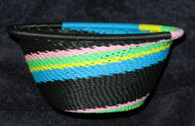 Small African Zulu Telephone Wire Basket/Bowl - Pastel Teal Swirl