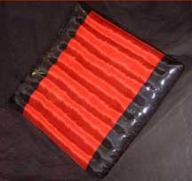 Large Square Thai Meditation Yoga Cushion - Tomato Red/Black Silk