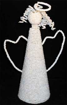 Handmade Zulu Beaded Angel - Opaque White Glass Beads