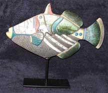 Handmade Modern South African Raku Pottery - Fish on a Stand