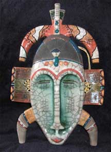 Handmade Modern South African Raku Pottery - Kota Mask