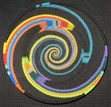 Rainbow and Black Zulu Telephone Wire Basket/Plate - Assymetric Knit