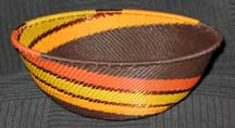 Medium African Zulu Telephone Wire Basket/Bowl - Autumn Leaves