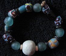 Handmade Recycled Glass African Trade Bead Bracelet - Ocean